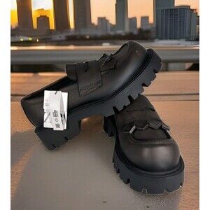 Zara Dark Brown Fringe Penny Loafer Men’s 8 Chunky Lug Platform Sole